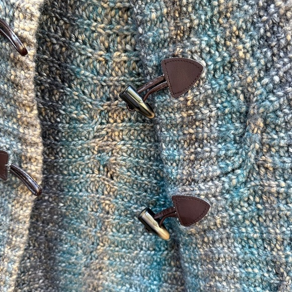 Lineamaglia Rainbow Blue Green Dye Wool Blend Crocheted Knit Sweater Cardigan - Picture 4 of 7